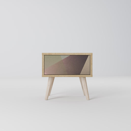 BEIGE GEOMETRY Nattduksbord i ekeffekt