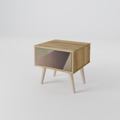 BEIGE GEOMETRY Nattduksbord i ekeffekt