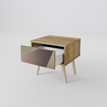 BEIGE GEOMETRY Nattduksbord i ekeffekt