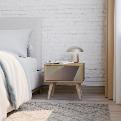 BEIGE GEOMETRY Nattduksbord i ekeffekt