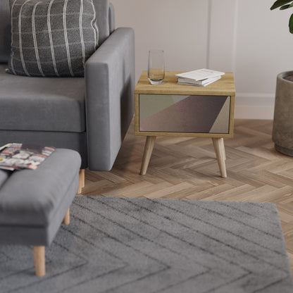 BEIGE GEOMETRY Nattduksbord i ekeffekt