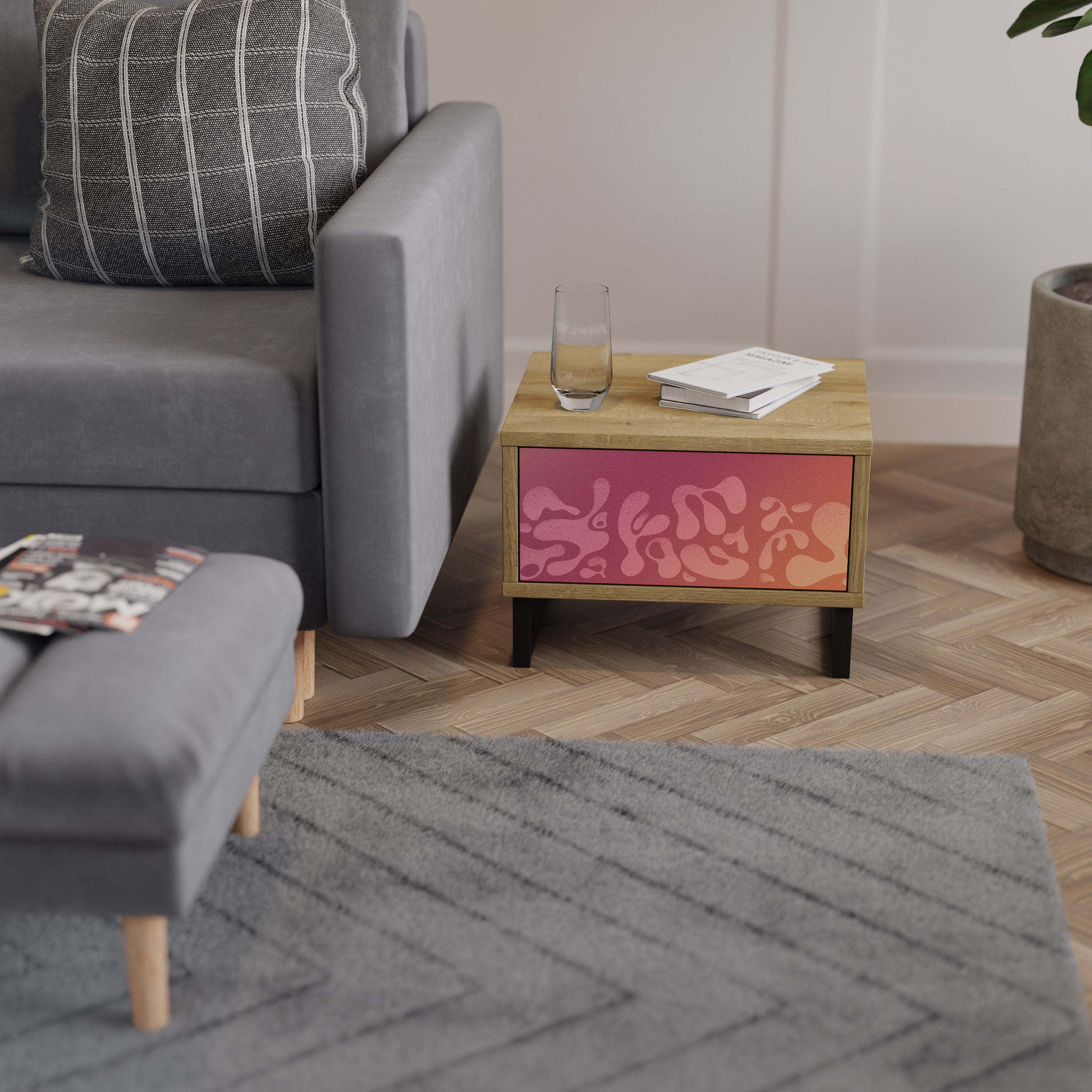 IRREGULAR ROSA Nattduksbord i Oak Effect