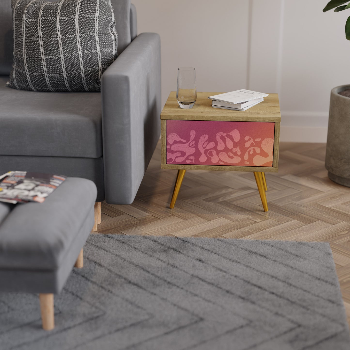 IRREGULAR ROSA Nattduksbord i Oak Effect