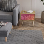 IRREGULAR PINK Nightstand in Oak Effect