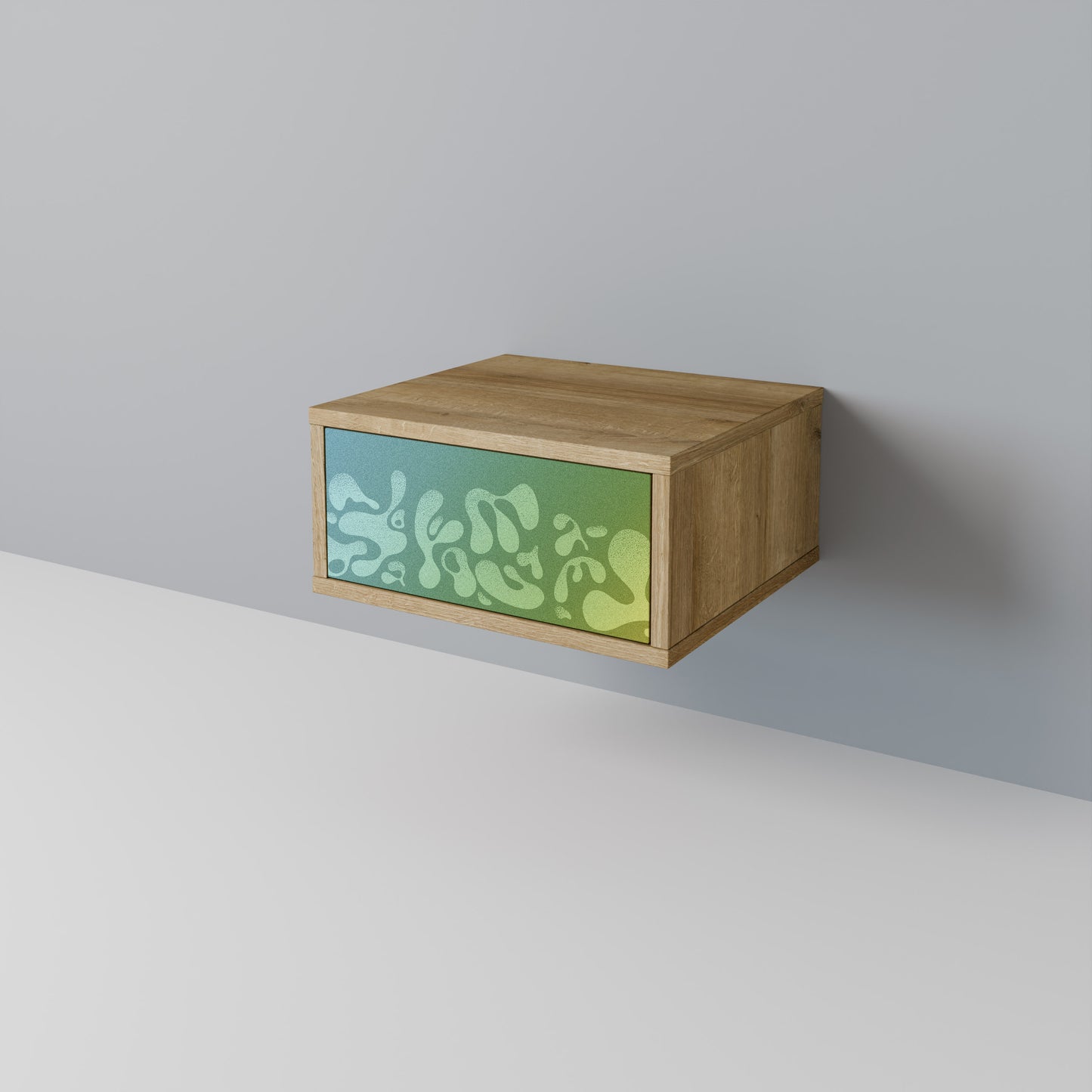 IRREGULAR BLUE Nightstand in Oak Effect