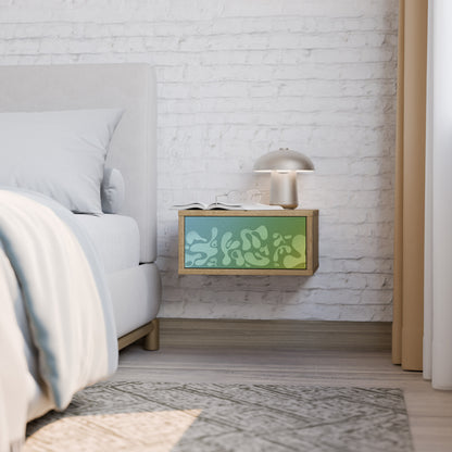 IRREGULAR BLUE Nightstand in Oak Effect