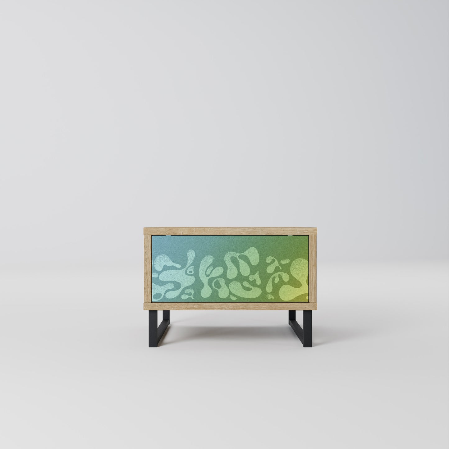 IRREGULAR BLUE Nightstand in Oak Effect