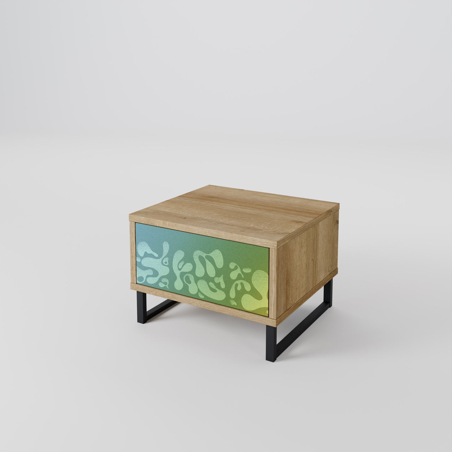 IRREGULAR BLUE Nightstand in Oak Effect