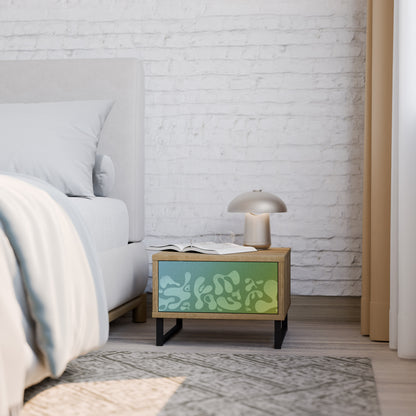 IRREGULAR BLUE Nightstand in Oak Effect