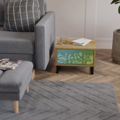 IRREGULAR BLUE Nightstand in Oak Effect