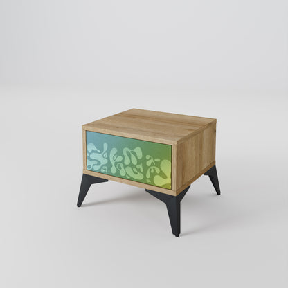 IRREGULAR BLUE Nightstand in Oak Effect