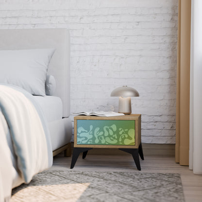 IRREGULAR BLUE Nightstand in Oak Effect