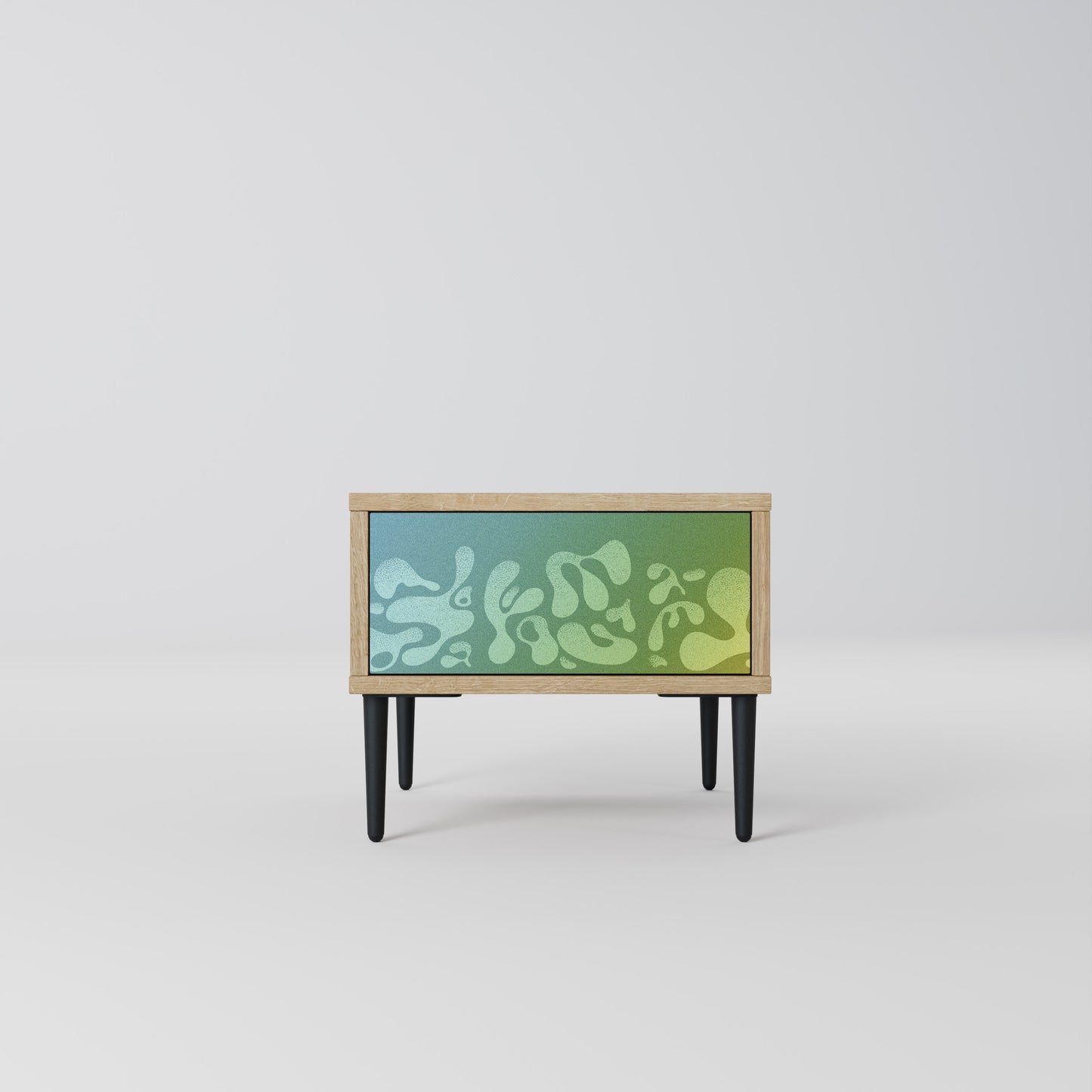 IRREGULAR BLUE Nightstand in Oak Effect