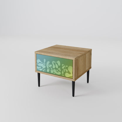 IRREGULAR BLUE Nightstand in Oak Effect
