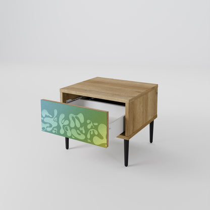 IRREGULAR BLUE Nightstand in Oak Effect