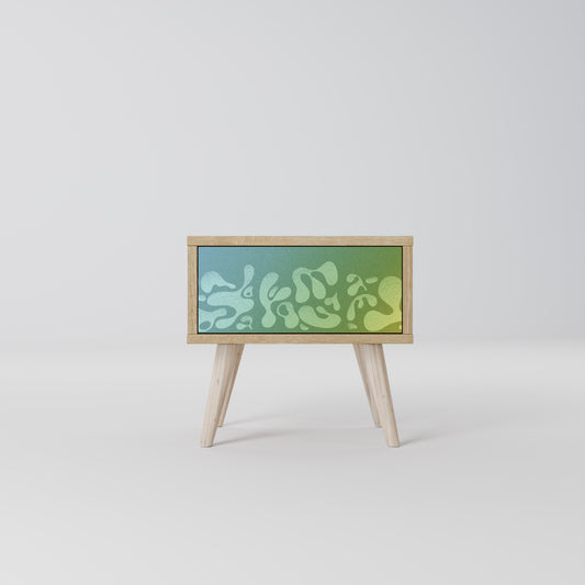 IRREGULAR BLUE Nightstand in Oak Effect