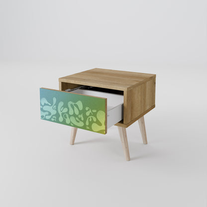 IRREGULAR BLUE Nightstand in Oak Effect