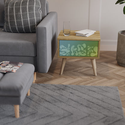 IRREGULAR BLUE Nightstand in Oak Effect