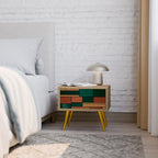 JORDISKA FIGURER Nattduksbord i ekeffekt