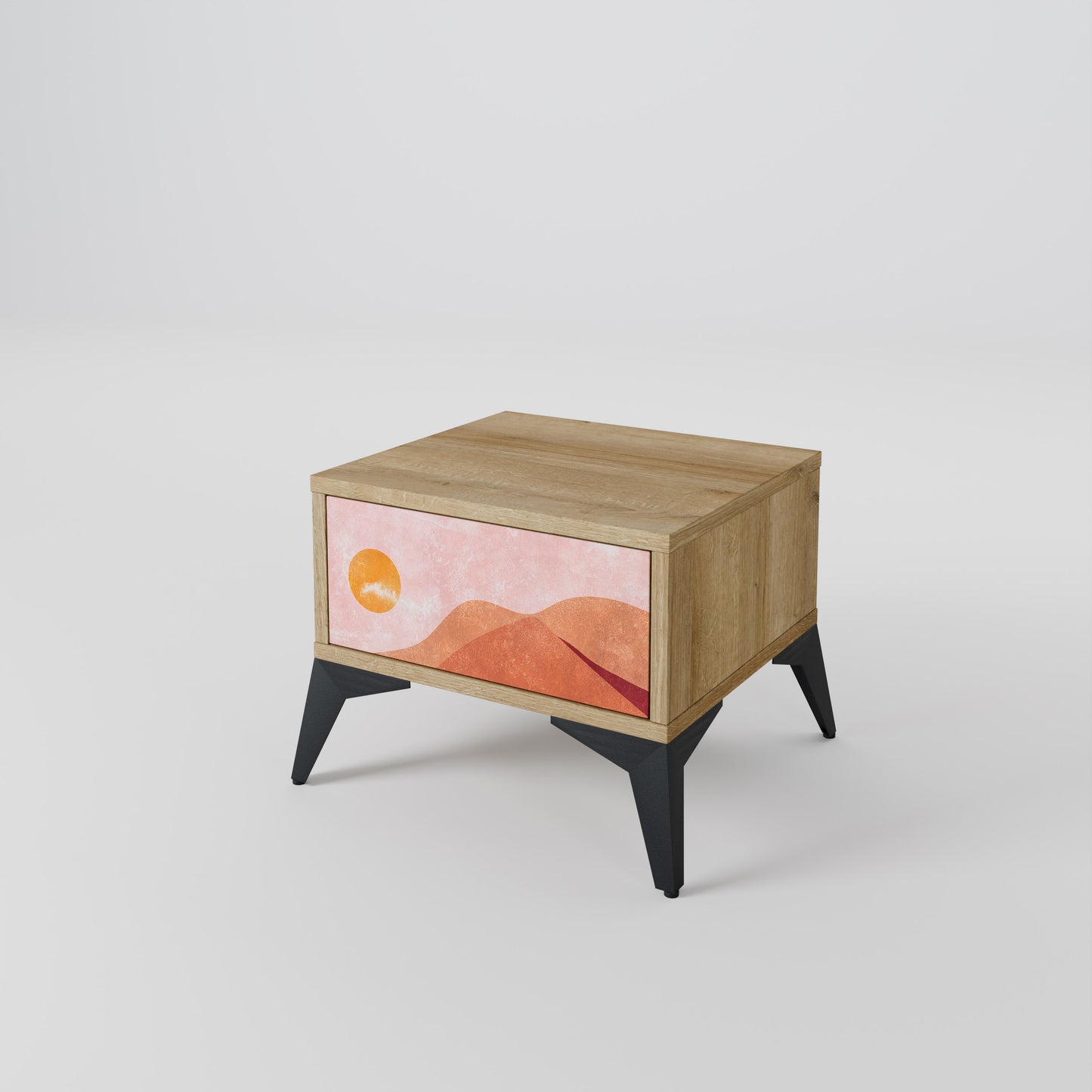LUMINOUS SUNLIGHT Nightstand in Oak Effect