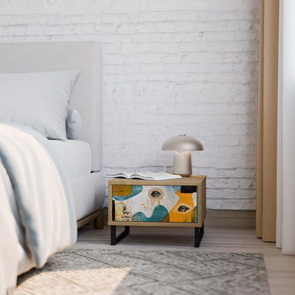 ABSTRACT FACES Nightstand in Oak Effect