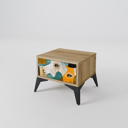 ABSTRACT FACES Nightstand in Oak Effect