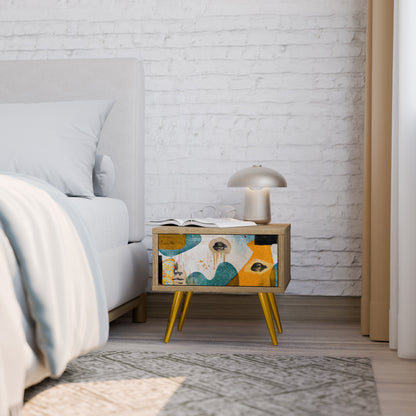 ABSTRACT FACES Nightstand in Oak Effect