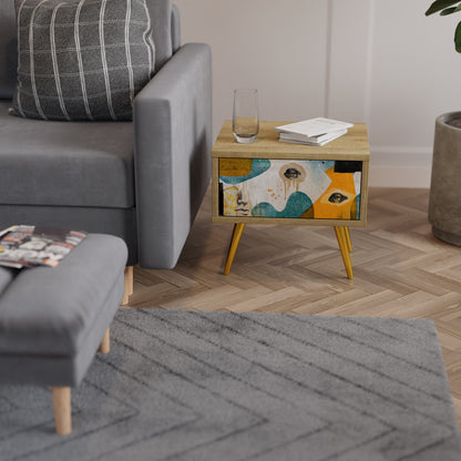 ABSTRACT FACES Nightstand in Oak Effect