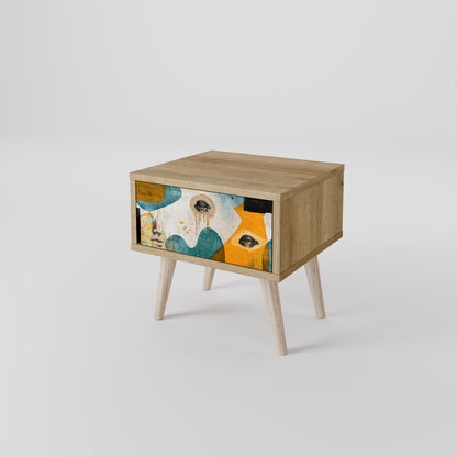 ABSTRACT FACES Nightstand in Oak Effect