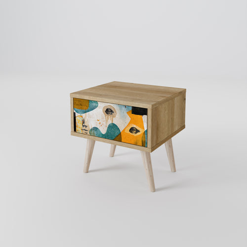 ABSTRAKT FACES Nattduksbord i ekeffekt