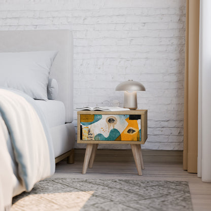 ABSTRACT FACES Nightstand in Oak Effect