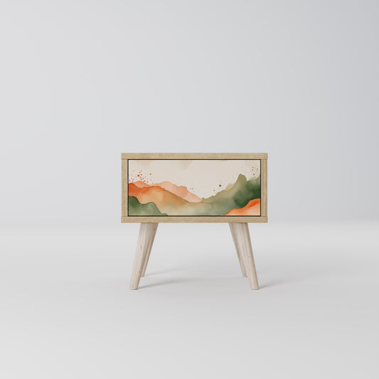 WATERCOLOR PEAKS Nattduksbord i ekeffekt