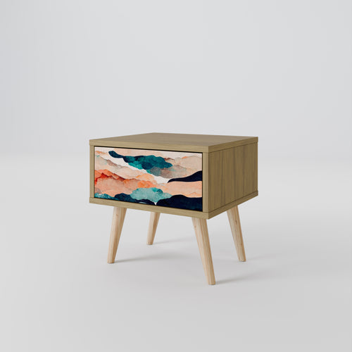 ABSTRAKT LANDSKAP Nattduksbord i ekeffekt