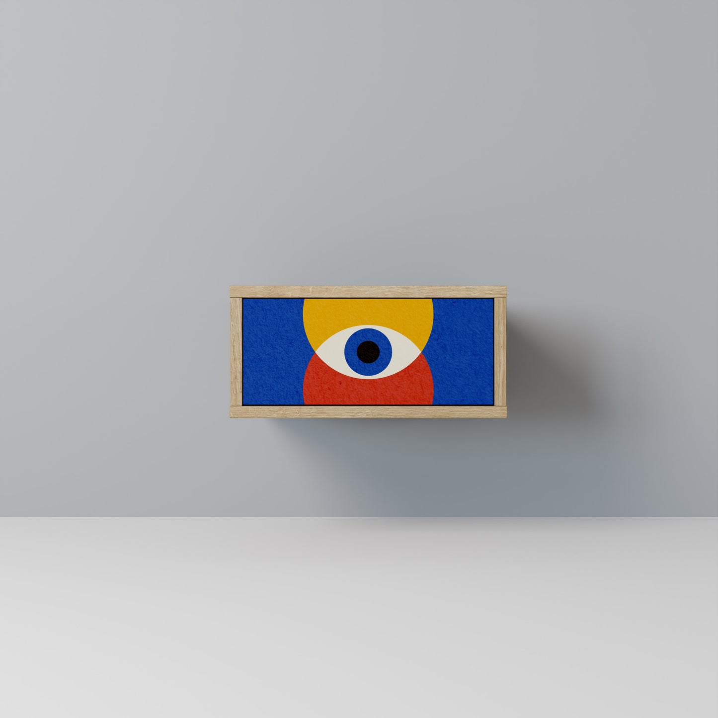 GEOMETRIC EYES Nightstand in Oak Effect