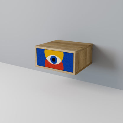 GEOMETRIC EYES Nightstand in Oak Effect