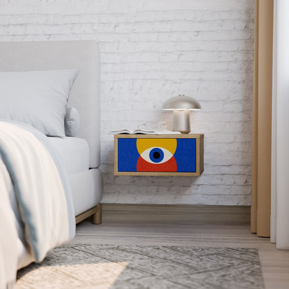 GEOMETRIC EYES Nightstand in Oak Effect