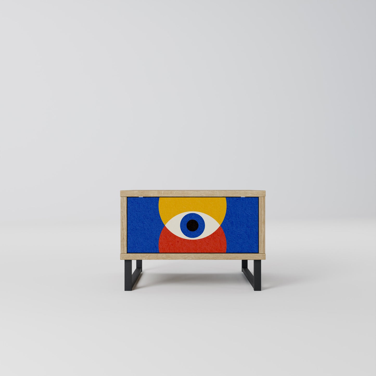 GEOMETRIC EYES Nightstand in Oak Effect