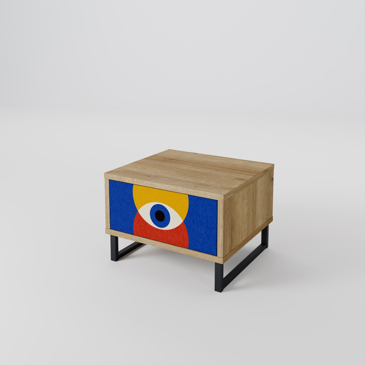 GEOMETRIC EYES Nightstand in Oak Effect