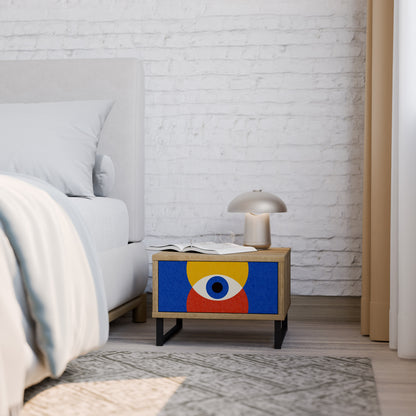 GEOMETRIC EYES Nightstand in Oak Effect