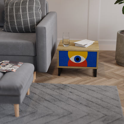 GEOMETRIC EYES Nightstand in Oak Effect