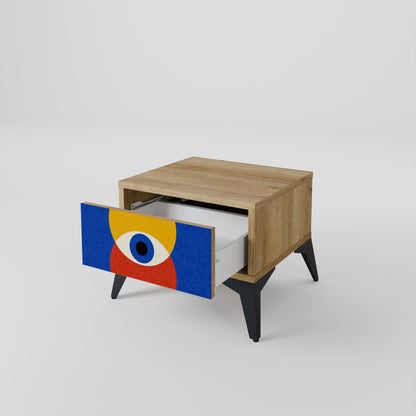 GEOMETRIC EYES Nightstand in Oak Effect