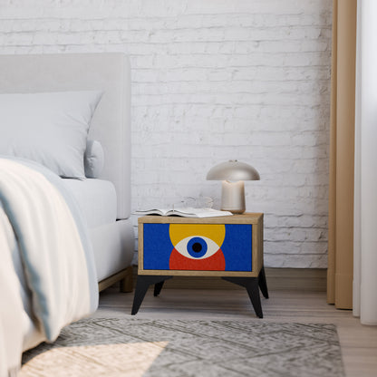 GEOMETRIC EYES Nightstand in Oak Effect