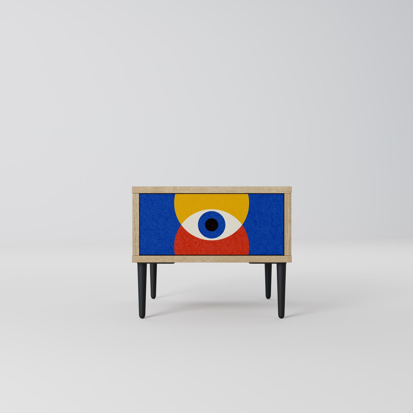 GEOMETRIC EYES Nightstand in Oak Effect