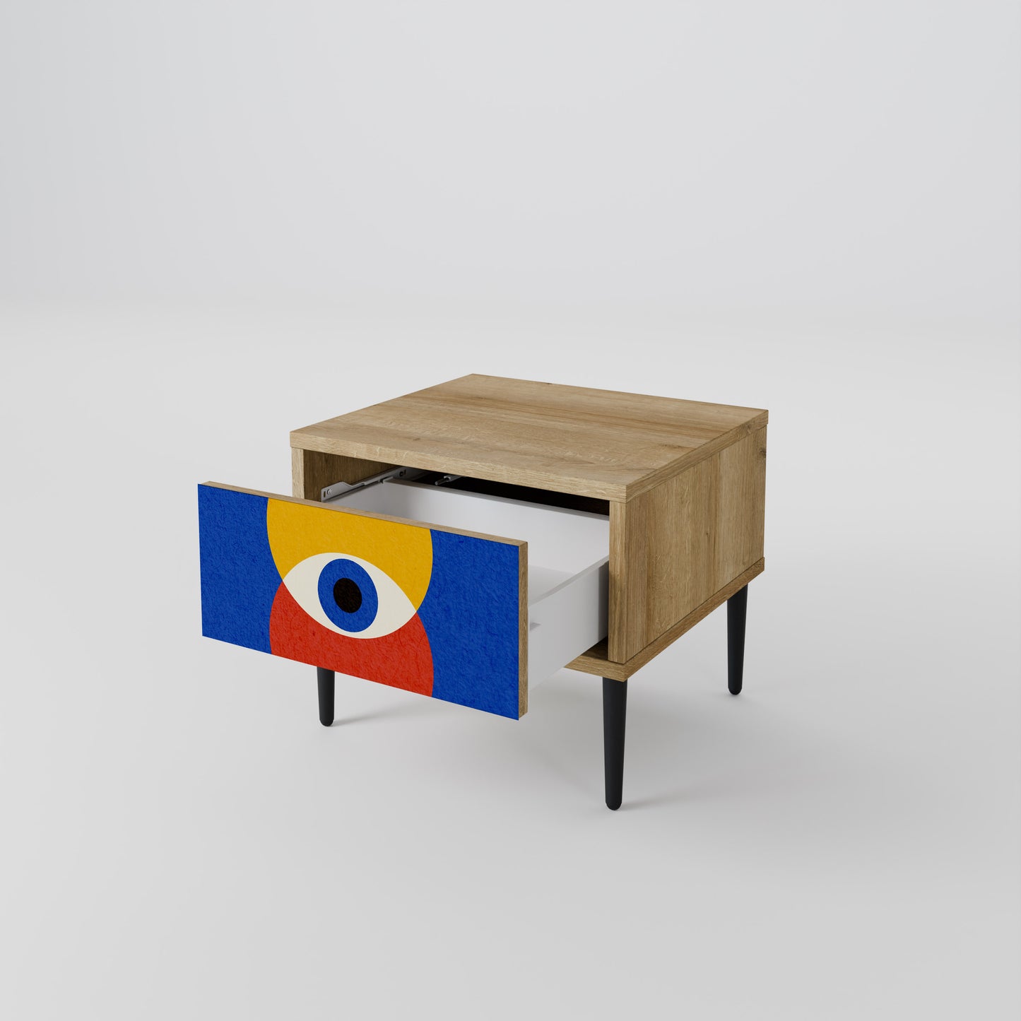 GEOMETRIC EYES Nightstand in Oak Effect