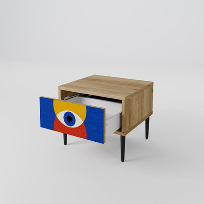 GEOMETRIC EYES Nightstand in Oak Effect