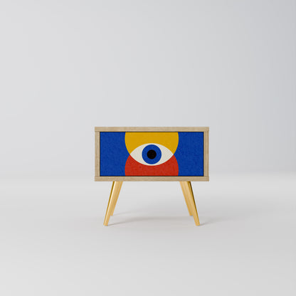 GEOMETRIC EYES Nightstand in Oak Effect