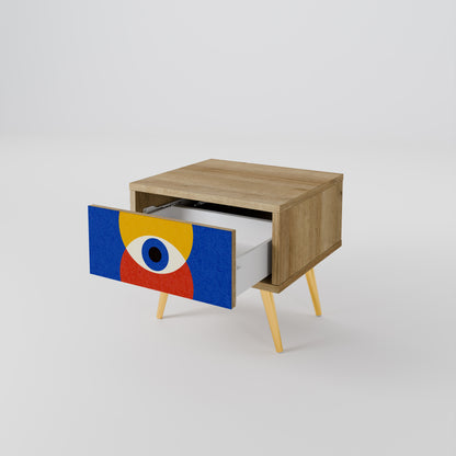 GEOMETRIC EYES Nightstand in Oak Effect