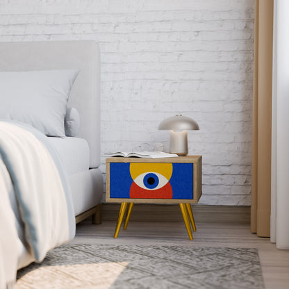 GEOMETRIC EYES Nightstand in Oak Effect