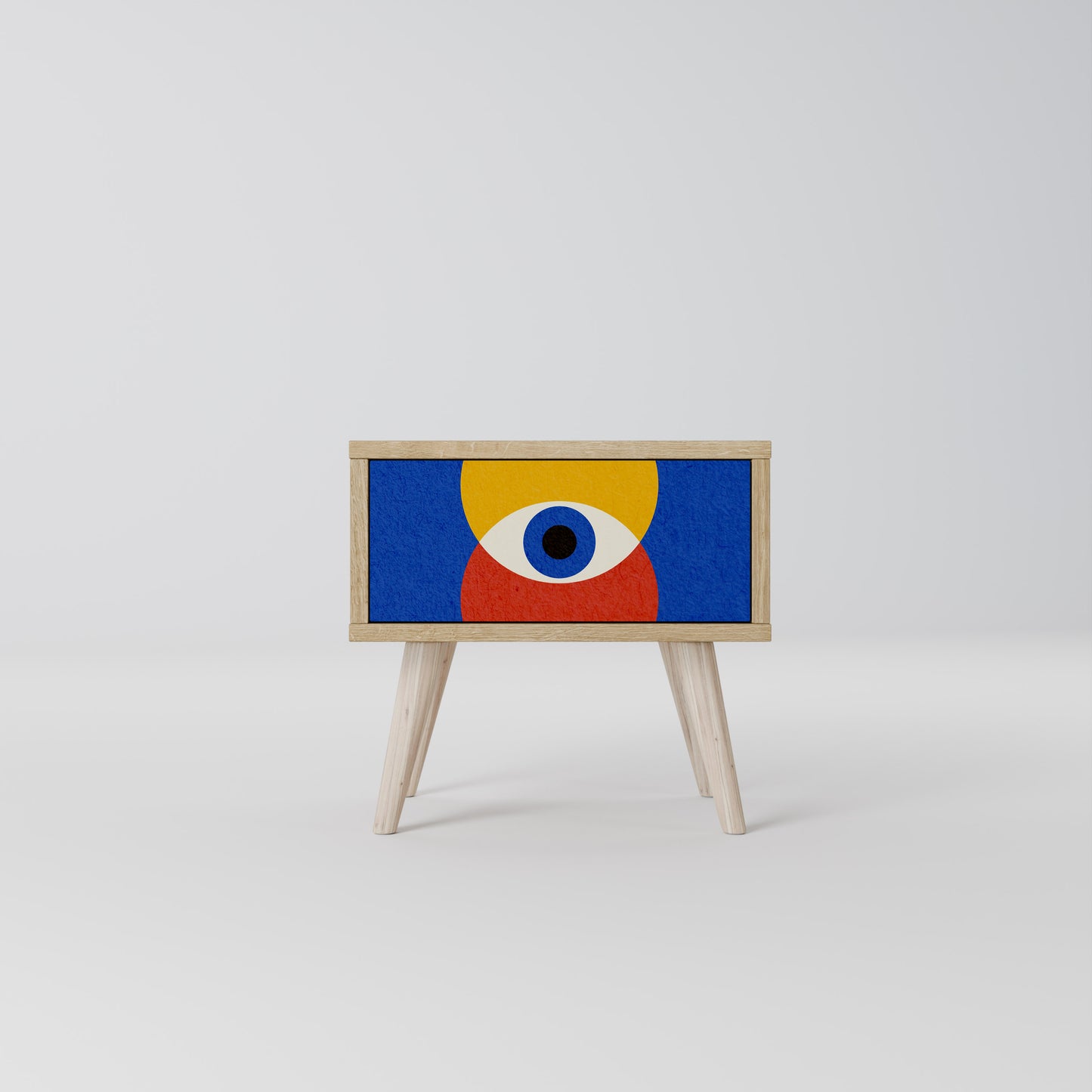 GEOMETRIC EYES Nightstand in Oak Effect