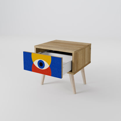 GEOMETRIC EYES Nightstand in Oak Effect